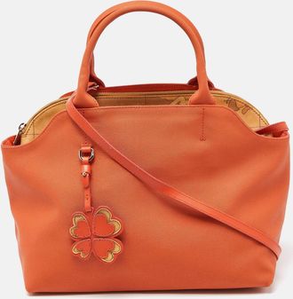 Alviero Martini 1A Classe Orange Coated Canvas And Leather Satchel