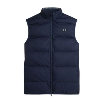 Fred Perry Gewatteerd Vest - Heren - Bodywarmers - Blauw - XL - Leer - Jassen