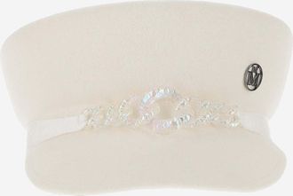 Maison Michel Womens Felt Hat Abby White Rabbit Fur