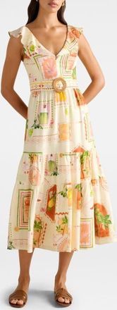 Ever New Layne Belted Midi Dress in Almada Holiday at Nordstrom, Size 10