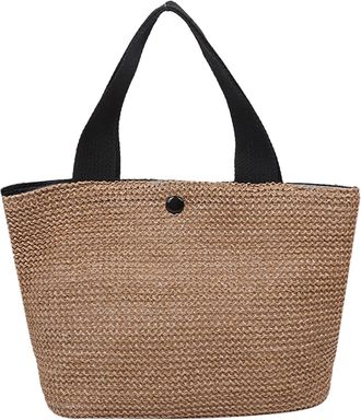 Generic Straw Handbag - Woven Summer Bag, Lightweight Beach Bag | Casual Travel Shoulder Bag for Vacation, Pool Day, Picnic Outings, Daily Wear, Stylish Fiber