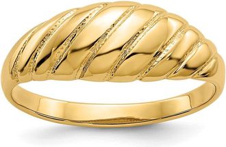 Diamond2Deal 14k Yellow Gold Polished Scalloped Dome Ring