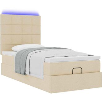 vidaXL Vidaxl - Estructura De Cama Otomana Con Colch&oacute;n Tela Crema 100x200cm