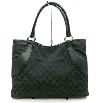 Gucci Gg Canvas Black Gg Canvas Handbag Tote Bag (Pre-Owned)