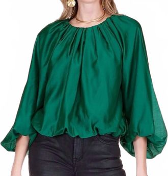 Jade Yoga Camelia Balloon Top In Emerald