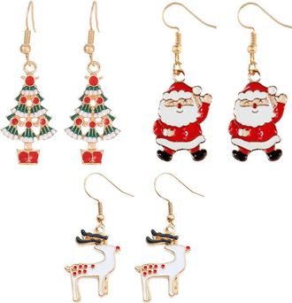 Generic Christmas Festive Ornaments Womens Earrings Tree Fashion Pendant Earnings (Red, One Size)