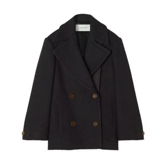 Lanvin Straight Fit Peacoat - Dames - Mantel - Zwart - S - Katoen - Jassen