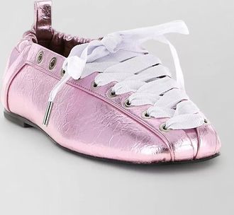 Ganni lace up ballerina flats metallic detail