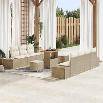 vidaXL Conjunto De Sof&aacute; De Jard&iacute;n 10 Pcs Beige, Crema 90 X 55 X 71 Cm Vidaxl