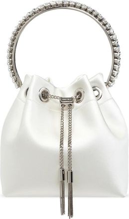 Jimmy Choo London Bon Bon Bucket Bag - Dames - Schoudertassen - Wit - ONE Size - Satijn - Tassen