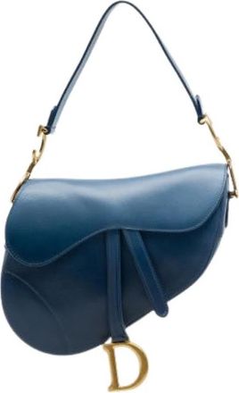 Dior Pre-owned Saddle Bag - Dames - Vintage Schoudertas - Blauw - ONE Size - Leer - Vintage