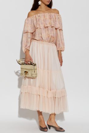 Chlo&eacute; Silk Skirt, Womens, Pink