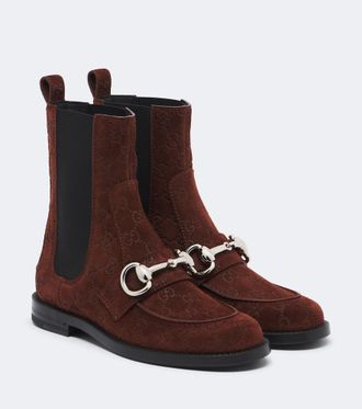 Gucci Botines Boulevard de ante con GG y Horsebit