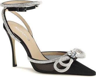 Mach & Mach Womens Crystal-Bow Silk Satin Pump Black Upper