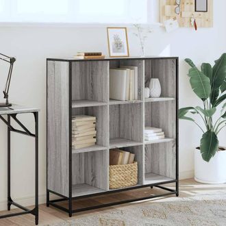 Berkfield Home Modern Bookcase Grey Sonoma 97.5x33x107.5 cm Engineered Wood & Metal