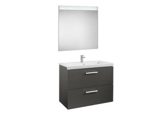 Roca Conjunto Prisma 2 Cajones Espejo 800 Gris Antracita