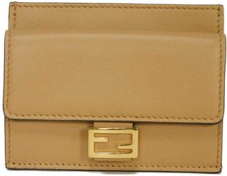 Fendi Beige Leather Coin Purse/Coin Case (Pre-Owned)
