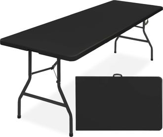 Best Choice Products 8ft Plastic Folding Table, Indoor Outdoor Heavy Duty Portable w/ Handle, Lock for Picnic