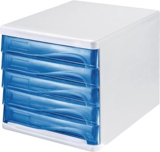 Helit Caja De Cajones 5 Cajones Blanco / Azul Transparente Ku.h245xl265xf340mm Helit