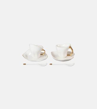Seletti Meltdown set of 2 espresso cups, saucers, and spoons by JordanLuca