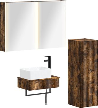 vidaXL Juego De Muebles De Ba&ntilde;o 4 Uds. Roble Ahumado Vidaxl