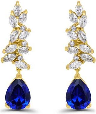 Christian Siriano Pear Cubic Zirconia Cluster Drop Earrings in Gold/Blue at Nordstrom Rack
