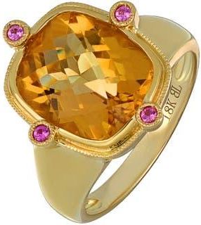 Bony Levy Iris Citrine & Pink Sapphire Statement Ring in 18K Yellow Gold at Nordstrom, Size 6.5