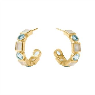 Julie Vos Womens Jolie Hoop Earrings In Aquamarine Blue