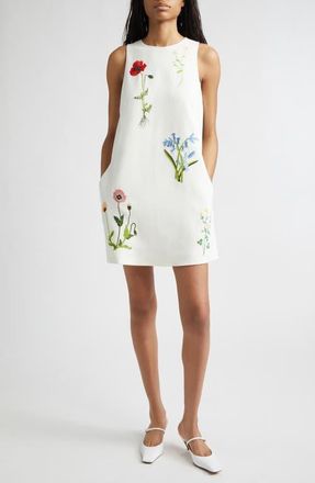 Stella McCartney Floral Embroidered Minidress in Cream at Nordstrom, Size 10 Us