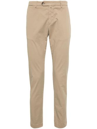 BRIGLIA 1949 low-rise stretch-cotton tapered chinos - Brown