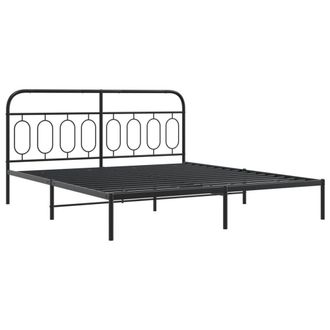 Berkfield Home Metal Bed Frame without Mattress with Footboard Black 183x213cm | Size: 183x213 cm