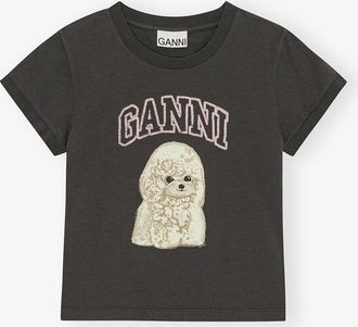 Ganni Mixed Black Poodle Baby Fit T-shirt - Size XXS Organic Cotton