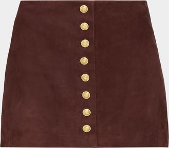 Alice & Olivia Rubi Suede Button-Front Mini Skirt