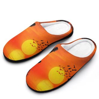 Generic Abstract Guitar Womens Slippers Warm House Slippers Indoor House Shoes with Anti-Skid Rubber Sole