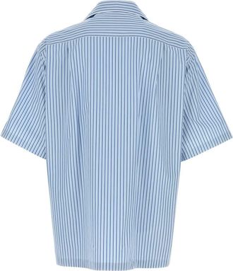 Dolce & Gabbana Mens Striped Poplin Shirt Blue Cotton Silk