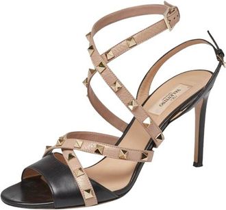 Valentino Garavani Black/Nude Rockstud Sandals Size 38