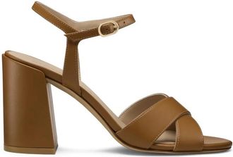 Stuart Weitzman Alyssa Block Sandal 85 - Dames - Sandalen met hakken - Bruin - 40 EU - Su&egrave;de - Schoenen