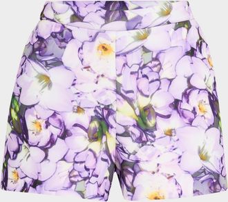 Badgley Mischka Floral-Print Scuba Shorts