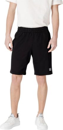 Emporio Armani Zwarte katoenen shorts met zakken aan de voorkant - Heren - Korte Broeken - Zwart - L - Katoen - Korte Broeken