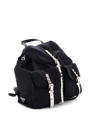 Prada New Vela Tessuto with Studded Leather backpack - Nero