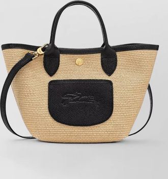 Longchamp canvas basket crossbody bag