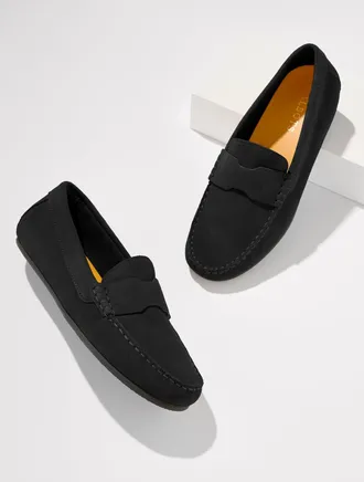 Talbots Parker Suede Moccasins Shoes - Black - 10 1/2 M Talbots