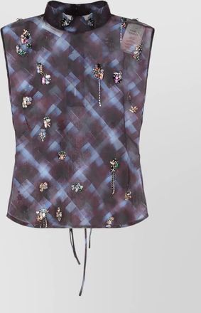 Dries Van Noten carmasa silk top crystal detail