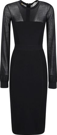 Elisabetta Franchi Tailored Viscose-Blend Sheer Sleeve Midi Dress