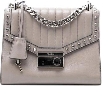 Prada Pre-owned Studded Crossbody Bag - Dames - Vintage Schoudertas - Grijs - ONE Size - Leer - Vintage
