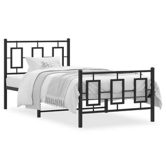 Berkfield Home Metal Bed Frame without Mattress with Footboard Black 90x200cm | Size: 90x200 cm