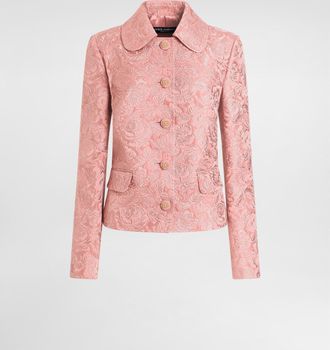 Dolce & Gabbana Single-breasted Floral Quilted Jacquard Gabbana Jacket - Woman Blazers Pink 36