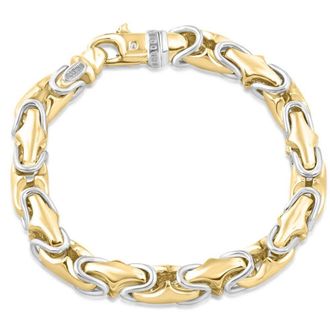 Pompeii3 Mens Solid Byzantine 14k Gold (74gram) or Platinum (143gram) 8.7mm Link Bracelet 8.5