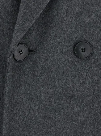 Victoria Beckham Womens Overcoat Double-Faced Grey Wool-Cashmere Coat