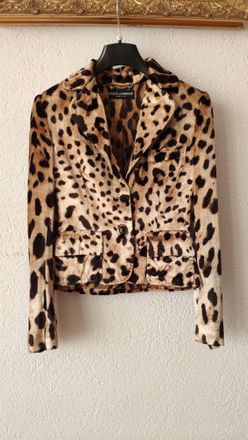 Dolce & Gabbana Velour Leopard Print Jacket Size 38